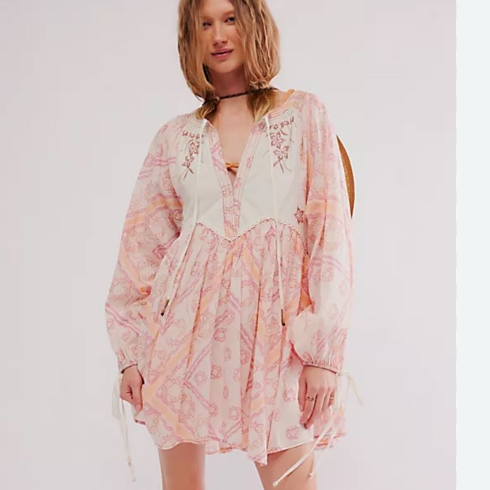 Free People Day Dreaming Bohemian Pink Floral Dress